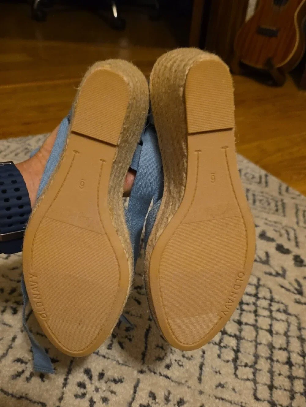 Old Navy Women’s Blue Wedge Sandals Ankle Tie, Size 6, NWOT